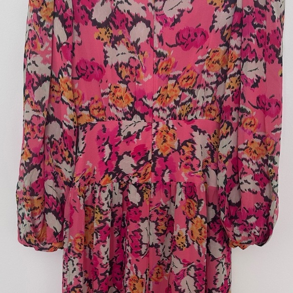 SALONI  Isabel Floral Long Puff Sleeve 100%
Silk Maxi Dress Size 0 - Picture 9 of 12